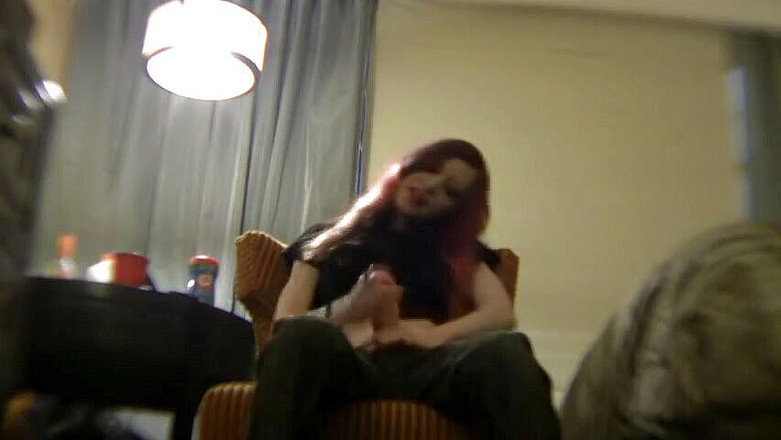 Solo Austria: Kinky redhead teen showing you how to jerk with strap-on