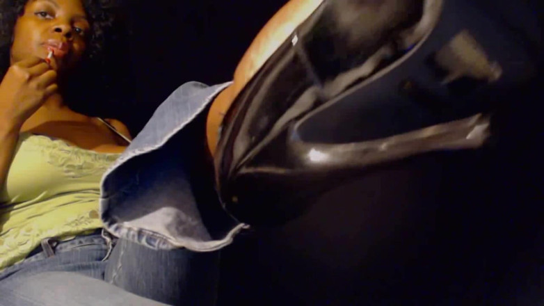 The Goddess Simone: Denim sexy fetish high heels lipgloss