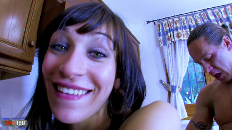 MMM100: Petite French brunette trying a huge cock in her ass