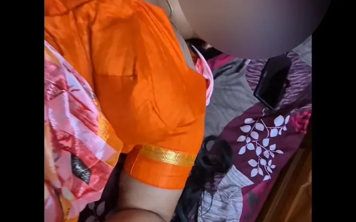 Black & white desicat: Sexy Indian Housewife Sreejaa in Orange Blouse and Saree Fucked...