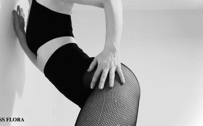 Miss Flora: Fishnet Tights Tease in Black and White