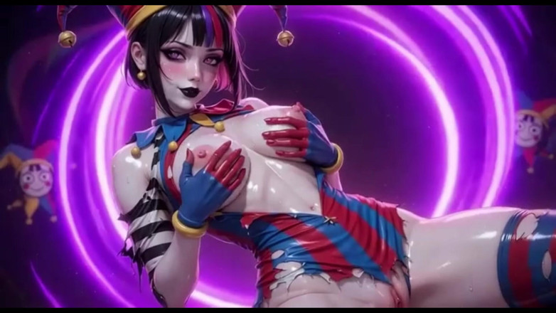 Ianimedia: Clown Girl Covered in Thick Cum - Ahegao &amp; Tit Play Compilation