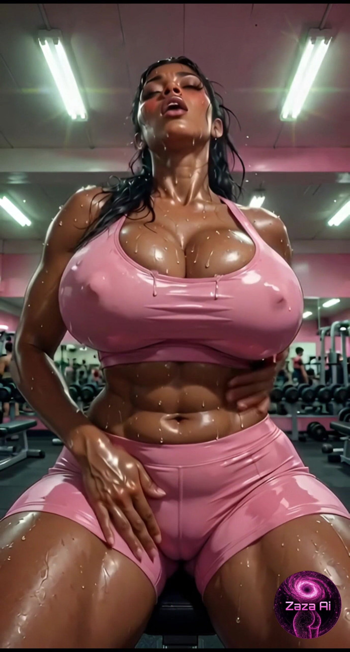 ZaZa Ai: MILFs träning i ett gym
