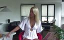 Watersports Media: Blonde mistress is having fun with her slaves