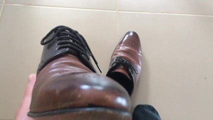 Manlyfoot: Shoe Sniffing POV - Italian Leather Dress Shoes Smell so Good...