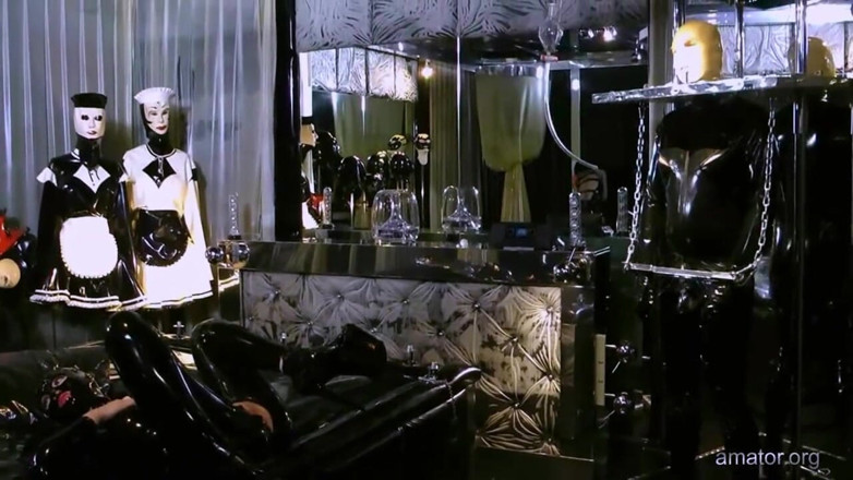 Lezdom Entertainment: Cuckold in chastity must watch his woman with a girl...