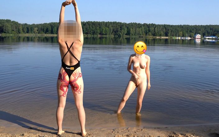 Panties Queen: Nudist Girl Goes Skinny Dipping in a Beach