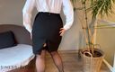 Business bitch: Hot Serious Business Woman in Office Outfit, Stockings and Heels...