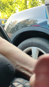 Daring Cumshot While Blindfolded in a Busy Parking Lot