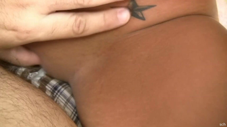 Hard raw sex: Cute Dark-haired Babe Rubs Her Naked Pussy Over the Dude's...