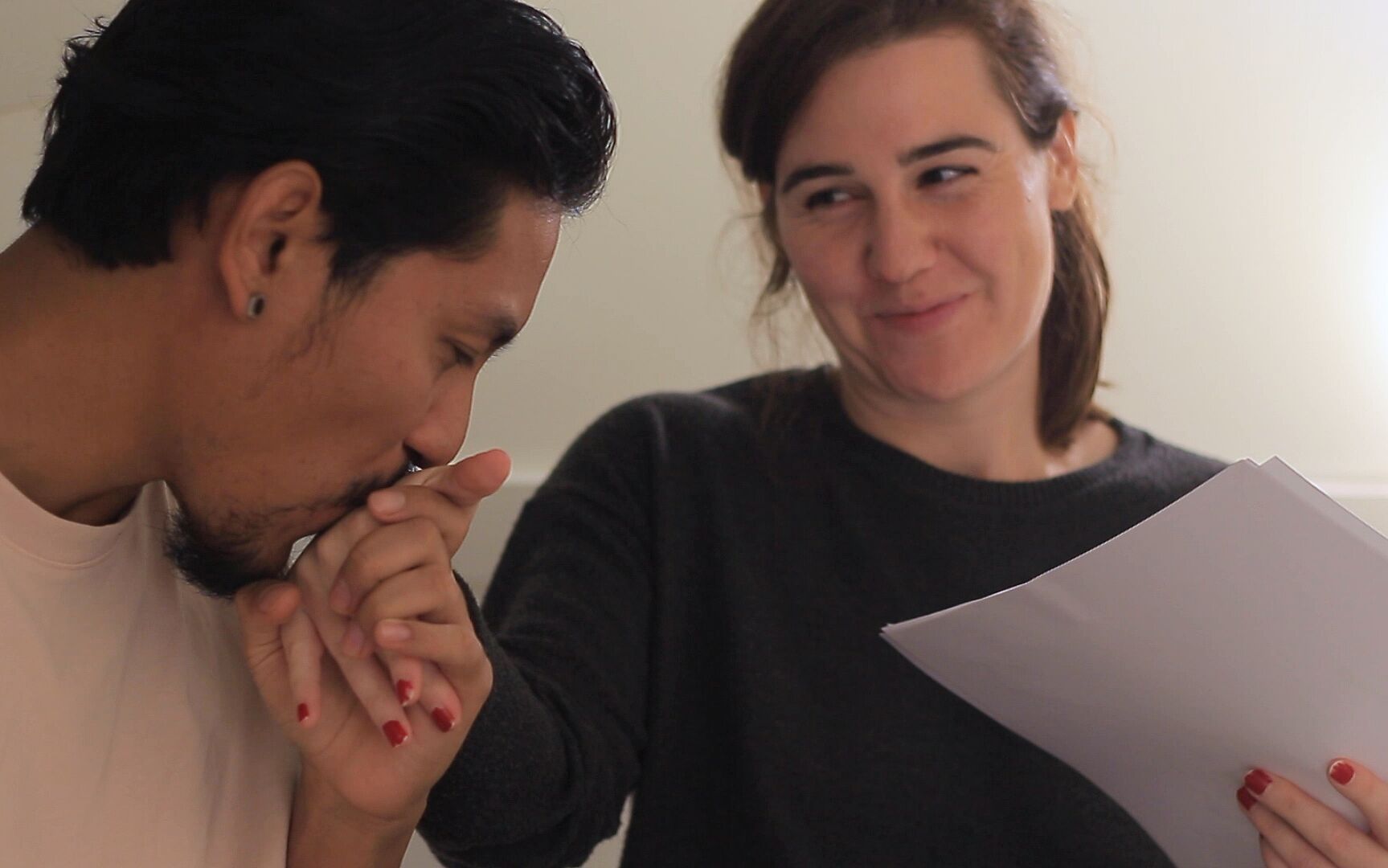 The Roommates Fool Around While Rehearsing a Script.