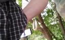 Sweet July: Jerking off my cock under the trees after work 3