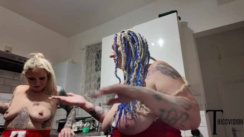 Thiccvision: Миссис Клауз и ее эльфы занимаются грязной кухонной оргией