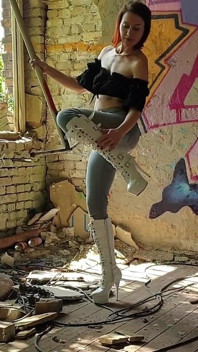 Walking and Teasing in My White Boots - Parts 1 and 2