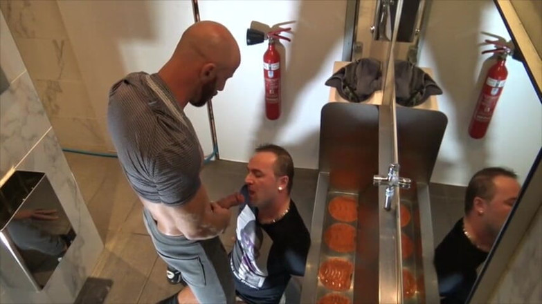Gaybareback: Aymeric Deville fucked bareback in public toilet