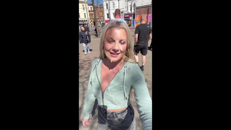 Mr Moneyshot: Blonde MILF Emily Walters' Post Huge Facial Cum Walk