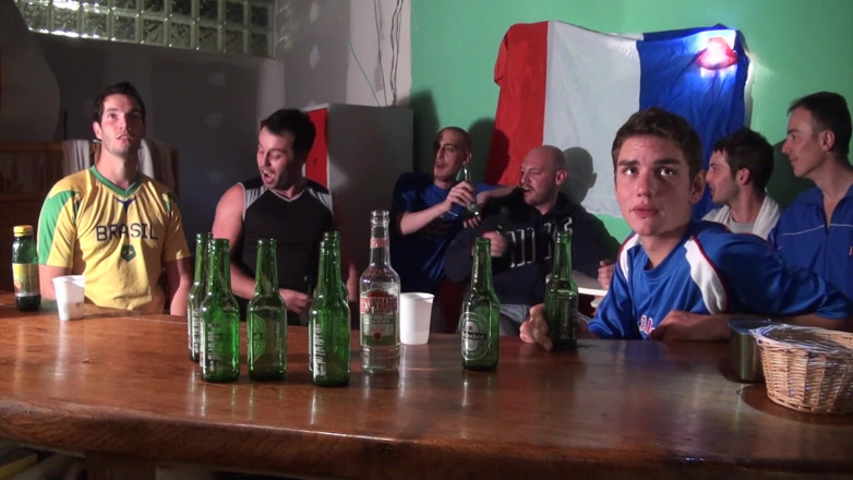 FETISH BDSM STUDIO: Two footballers with feet and foot humiliation in a bar