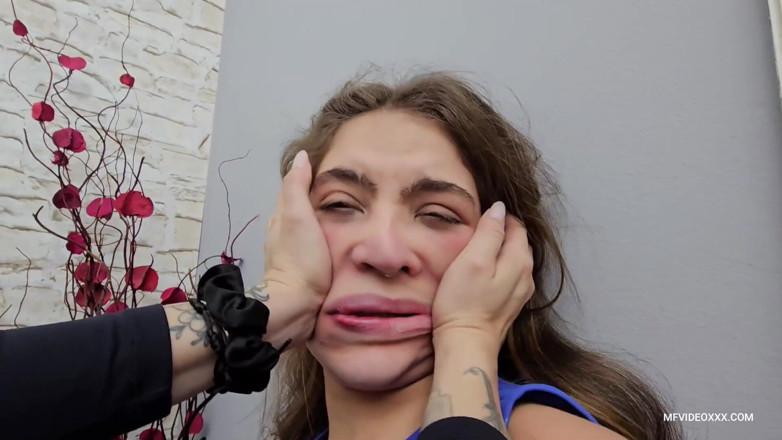 MF Dominance: Smashing the Stupid Teen's Face with Her Hands