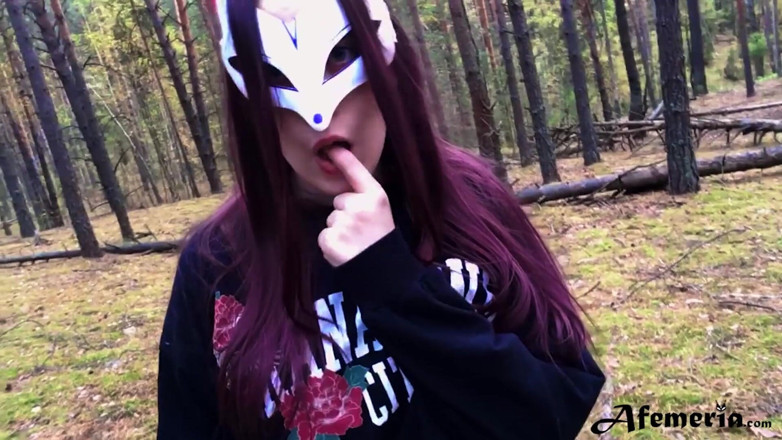 Afemeria: Naughty college girl walks in the woods, nude and shows...