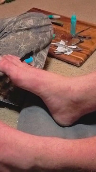 Melody Gives Her Master a Pedicure