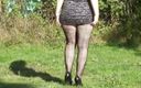 Red rose rus: Mini dress and fishnet tights