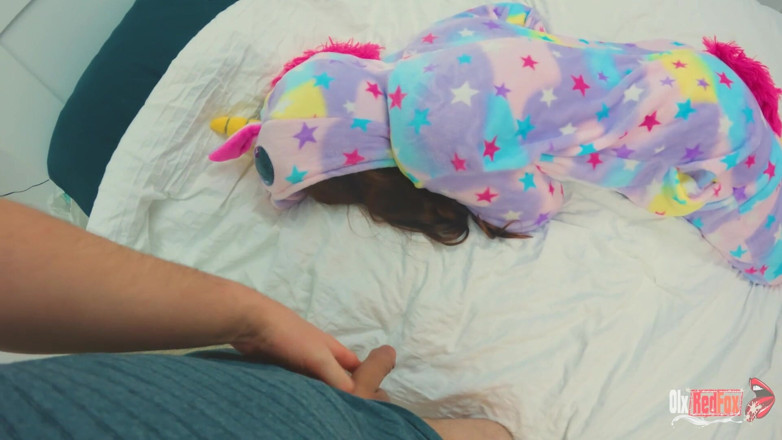 OlxRedFox: Wet big ass Stepsister in unicorn Kigurumi has loving sex...