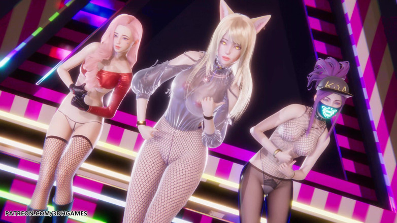 3D-Hentai Games: Mmd Babymonster - Batter up Ahri Evelynn Akali Sexy Striptease League...