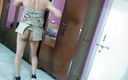 Cute &amp; Nude Crossdresser: Cute crossdresser Sweet Lollipop in denim skirt getting naked.