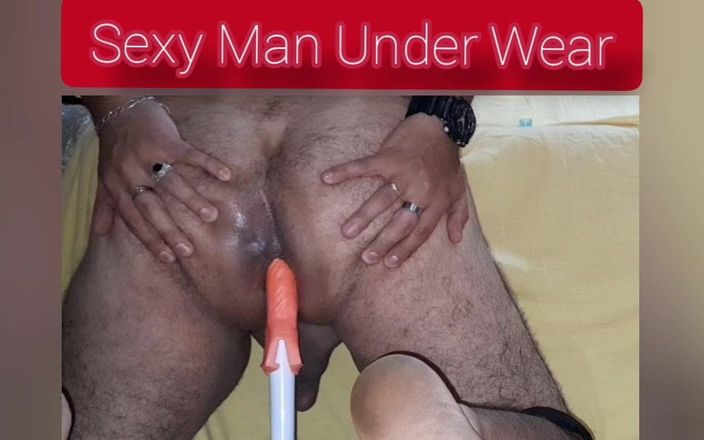 Sexy man underwear: Having fun with a dildo and my sexy thong