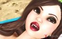 3dxpassion: Hot horny brunette has passionate sex on the beach