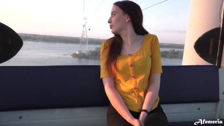 Afemeria: Funicular blowjob with cum in mouth
