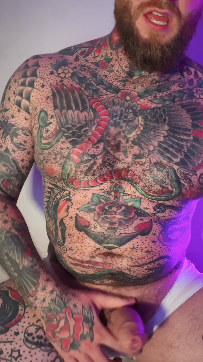 Tattooed Dom: Tattooed Dom Sweaty Cumshot Alpha Video POV