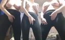 Lesbian-illusion: Amiche si masturbano in leggings e sborrano