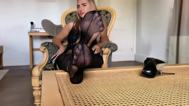Goddess Lena: Black Nylon Stockings