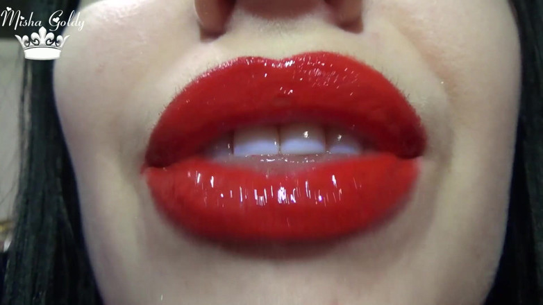 Goddess Misha Goldy: Red lips &amp; lipgloss JOI