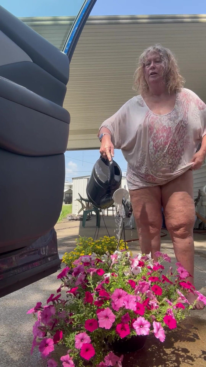 Big Ass 4 U: Watering Flowers Flashing Tits and Ass