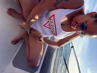 Dancin Magica: Latina Wife on the Boat Takes Out Her Tits and...
