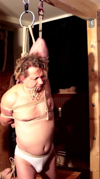 Suspended Slave Pig Bound and Teased in Erotic BDSM Bliss