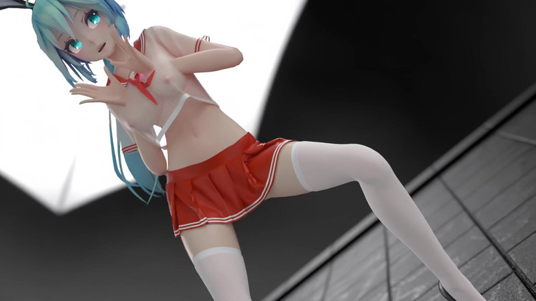 MikuMotion: [mmd] 初音chocolate Cream 情趣jk超短裙白丝红底高跟