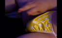 Thongsnpanties: Yellow Sissy Satin Thong Panties Play