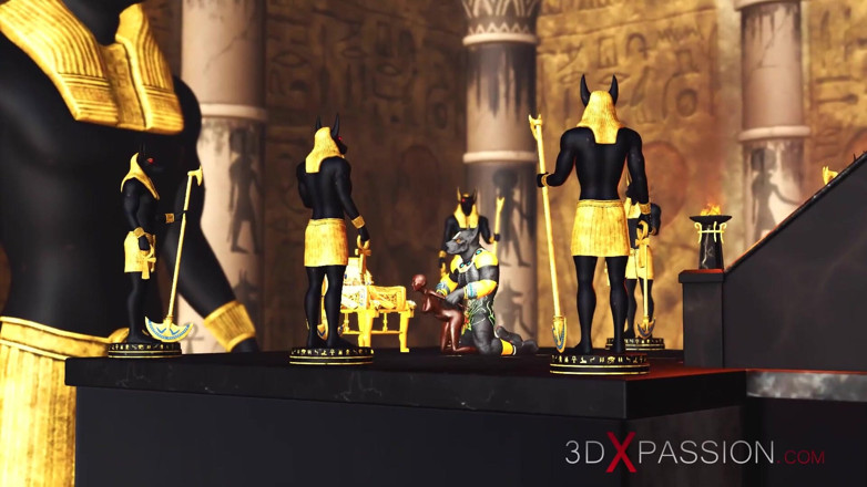 3dxpassion: Anubis fucks hard a sexy slave ebony in an egyptian...