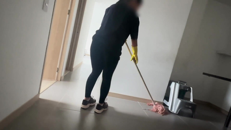 Time traveler: Cute Petite Maid Jerks off Boss and Then Fucks Her...
