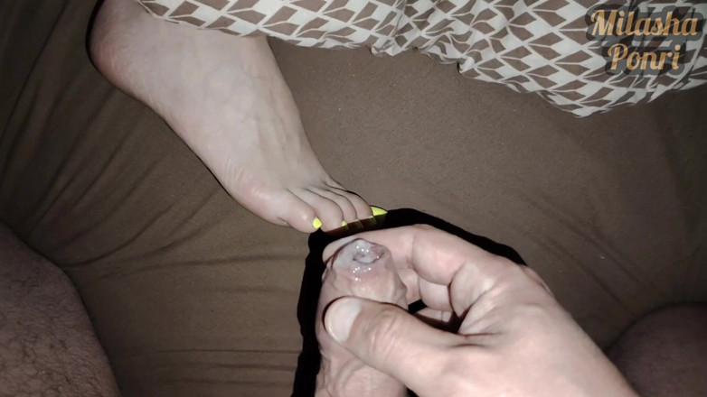 Milasha Ponri: Secret Footjob with Stepsister's Feet. Lots of Cum and Cum