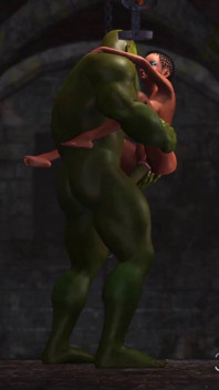 Young anal sex slave gets fucked by a big green monster