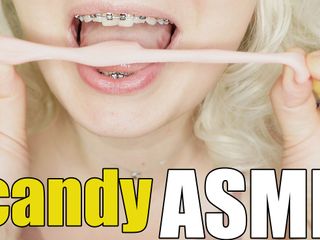 Arya Grander: Braces fetish jelly candy ASMR close up eating food