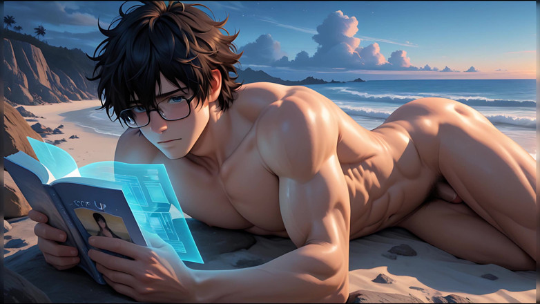 LustMen: This Cute Shy Book Lover on Beach Rocks Will Drive...