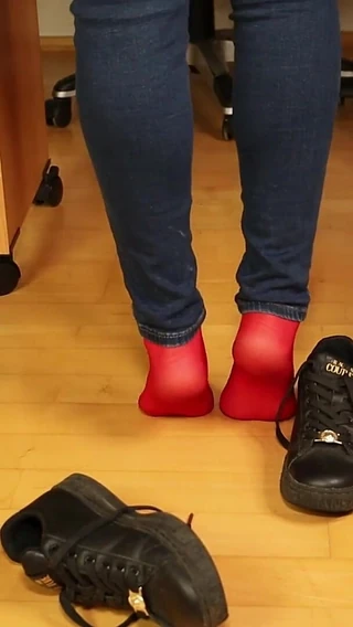 KimisWorld: Red Stockings, Sneakers & Dangling Tease