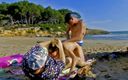 French X: threesome on the beach with madness blowjob