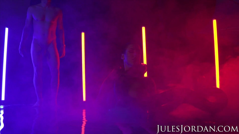 Jules Jordan: Dark seduction, Angela White fucks under neon lights at night