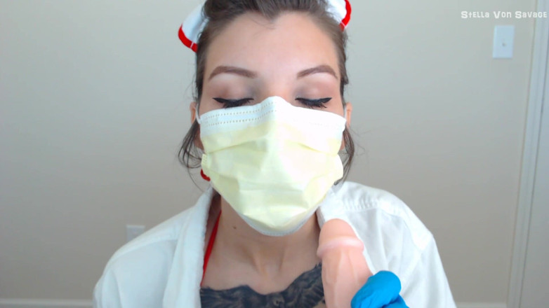 Stella Von Savage: Sick Nurse Gives Blowjob in Latex Gloves